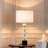 Transitional Marble Table Lamp with Drum Fabric Shade, Decorative Lighting for Living Space