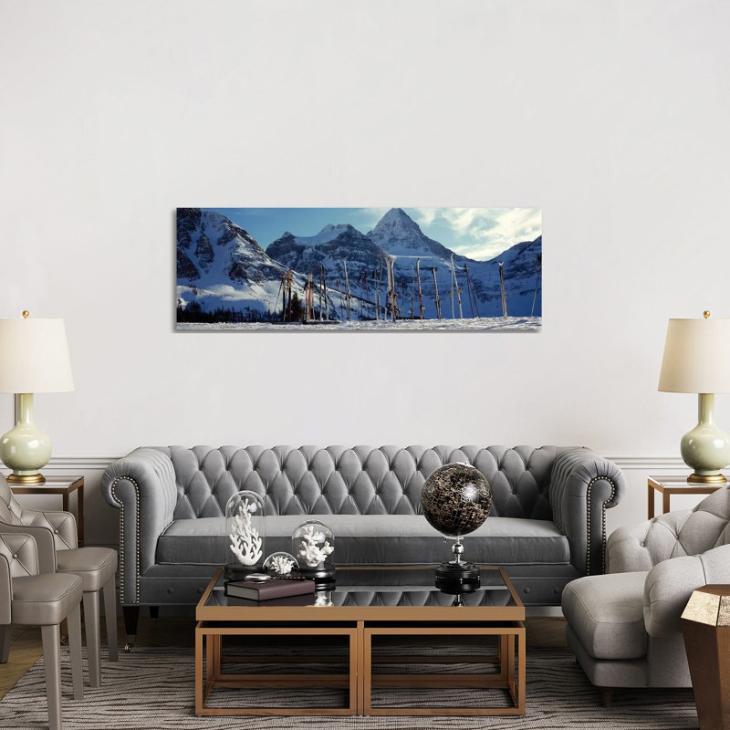Skis And Ski Poles On A Snow Covered Landscape, Mt Assiniboine, Mt Assiniboine Provincial Park, British Columbia, Canada by Panoramic Images - Wrapped Canvas Panoramic Gallery-Wrapped Canvas Giclée