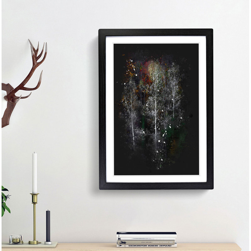 Autumn Trees in Switzerland - Framed Print, 45cm H x 33cm W x 2cm D, Black Framed