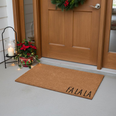 17" X 29" Brown Christmas Outdoor Coir Door Mat