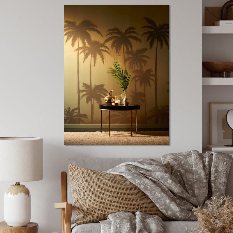 «Golden Grove Palm Tree Shadows» sur toile, H 44 po x l 34 po x P 1,5 po, Toile tendue