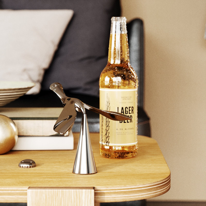Chrome Sculptural Balancing Bottle Opener