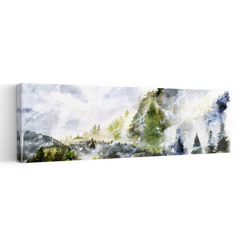 Misty Mountain Forest Dreamy Ethereal Peaceful Evergreen, H 36 po x l 12 po