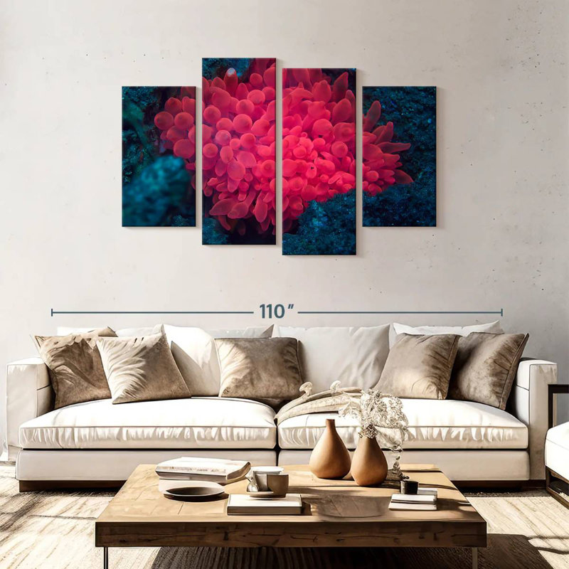 Rose corail, H 48 po x l 75 po
