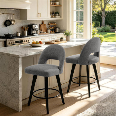 26" Upholstered Swivel Counter & Bar Stool with Solid Wood Frame