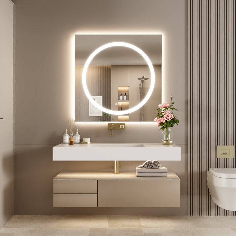 Dimmable LED Bathroom Mirror with Lights, 36" x 36"