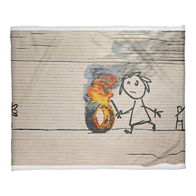 Banksy Sewn Throw Blanket
