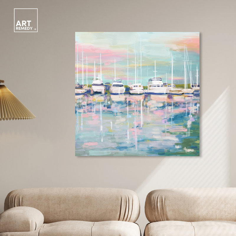 Art Remedy Coastal Dock Pastel Canvas Wall Art, 40" x 40"