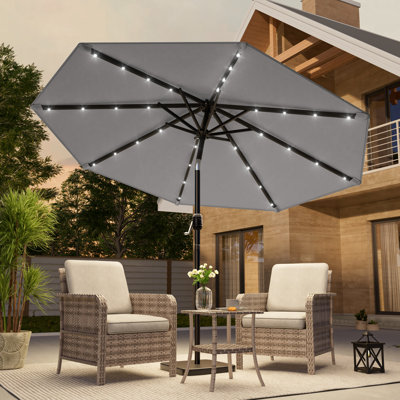 Market Umbrella with Solar Lights, Table Umbrella for Patio