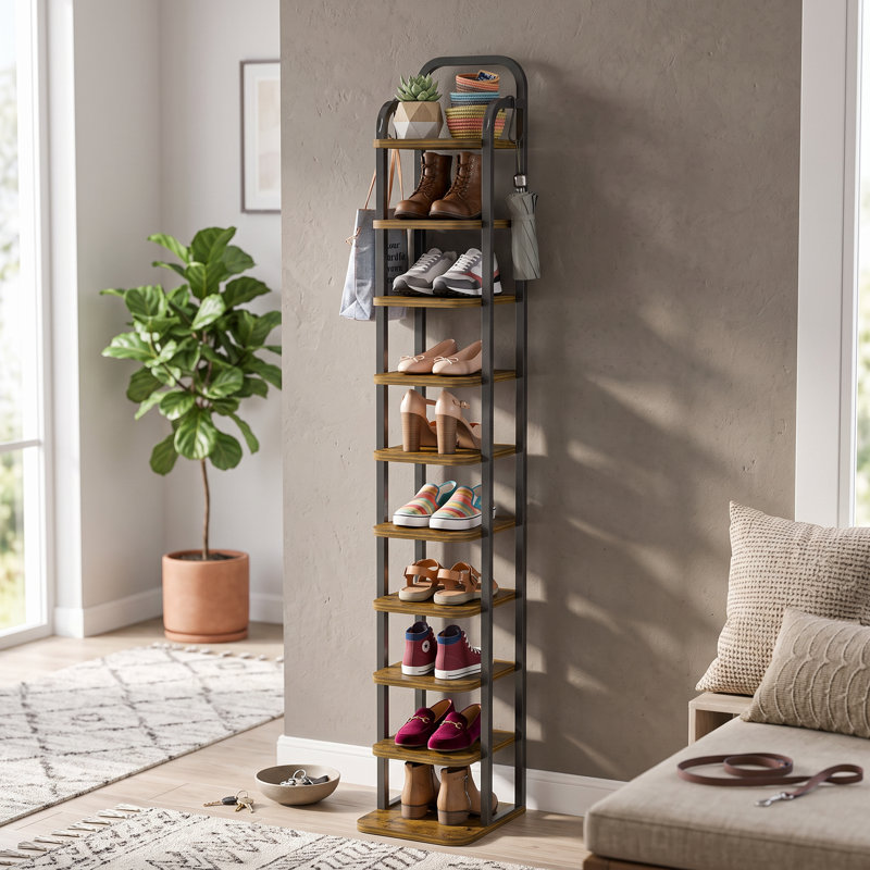 10 - Pair Solid Wood Shoe Rack