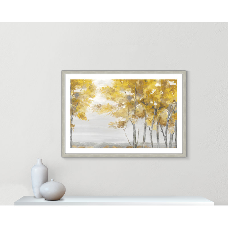 Jaune altruiste - Art encadré autoportant, Cadre argent chaud, H 30 po x l 42 po x P 1,25 po