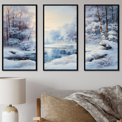 Winter River Window View II - Winter Landscape, art mural