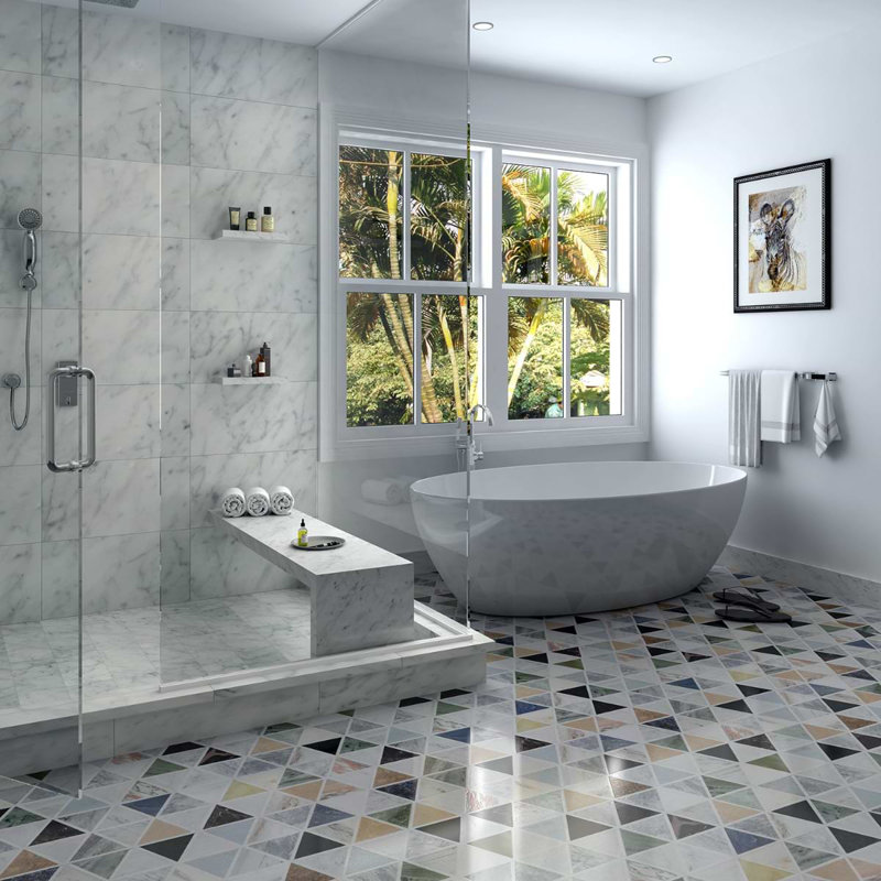 Valerie 6" Triangle Polished Marble Mosaic Tile