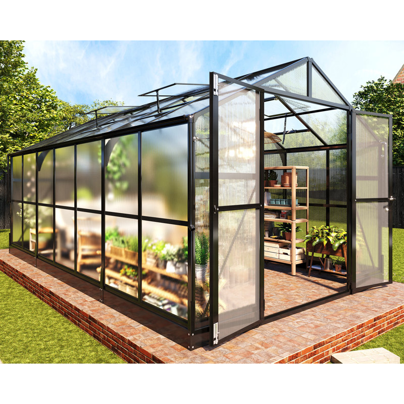  Aluminum Greenhouses for Outdoors, Polycarbonate Greenhouse, 82.7" H x 94.5" W x 163" D