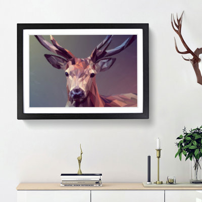 Geometric Stag Deer in Abstract - Framed Print