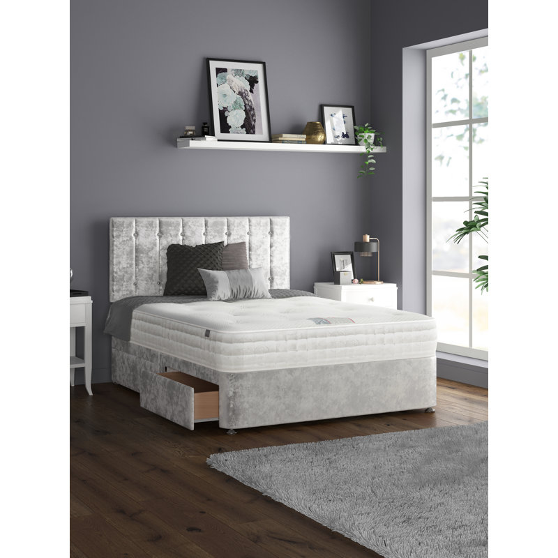 Fain Divan Bed Base, Silver, 2 Left Drawers, Single (3')