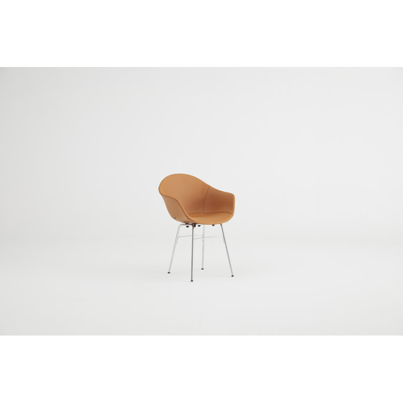 TA 18'' H Faux Leather Upholstered Armchair, Chrome