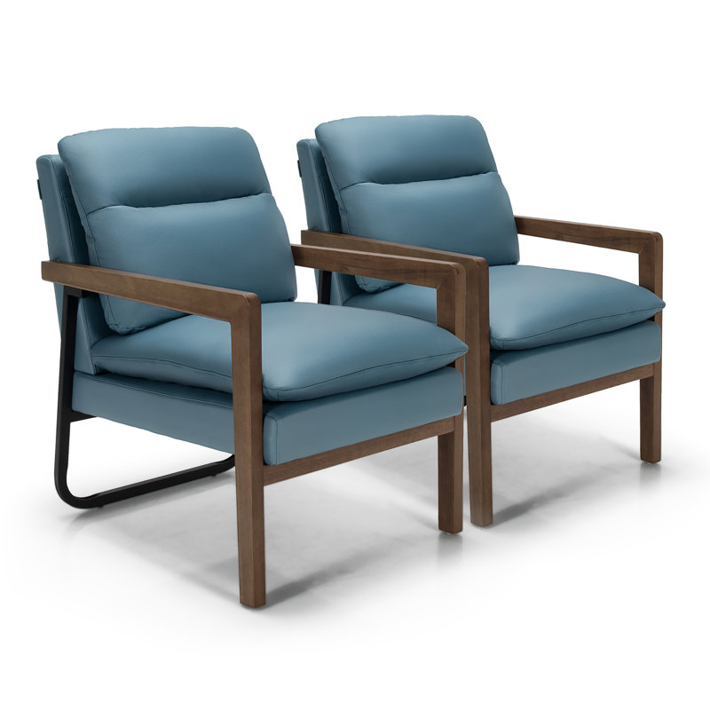 Upholstered Accent Chair, Blue 100% Linen