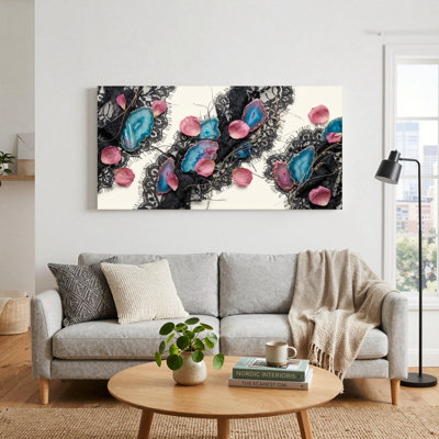 Ensemble de 1 tableau sur toile à motifs de pétales de dentelle