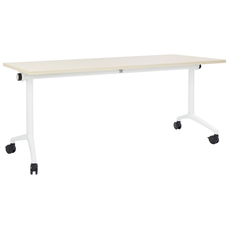 Yawen Metal Base Writing Desk, 180cm H x 60cm W, Brown/White