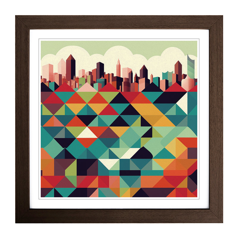 City of Birmingham Geometric - Framed Print, Walnut