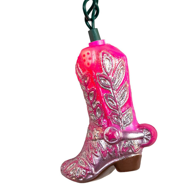 UL 10-Light Glittered Pink Boots Light Set - Thumbnail 3