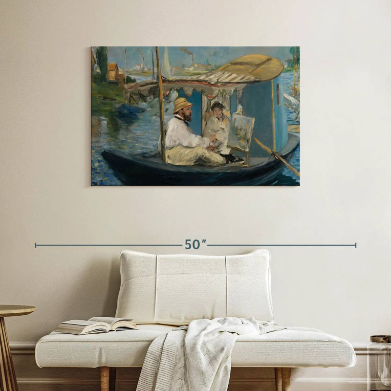 Leisha Claude Monet dans son bateau-atelier, H 26 po x l 39 po