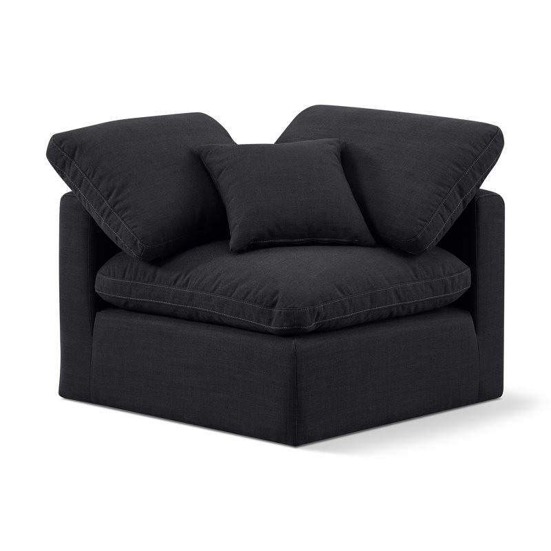 Musheerah Upholstered Armchair, Black Linen Textured Fabric