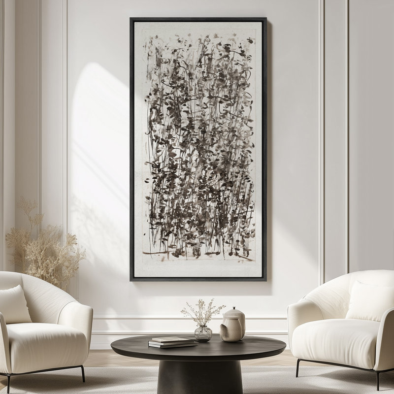 «Expressive Black Ink Botanical Composition», reproduction d'art encadrée sur toile encadrée, H 60 po x l 30 po x P 1,5 po