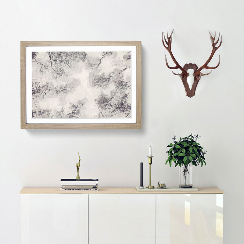 Tree Tops in Winter in Abstract - Framed Print, 60cm H x 91cm W x 2cm D, Oak