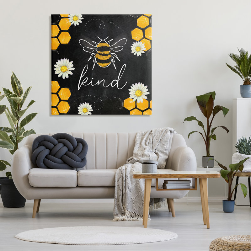 «Bee Kind Honeycomb» par ND Art - impression, H 36 po x l 36 po x P 1,5 po, Toile tendue