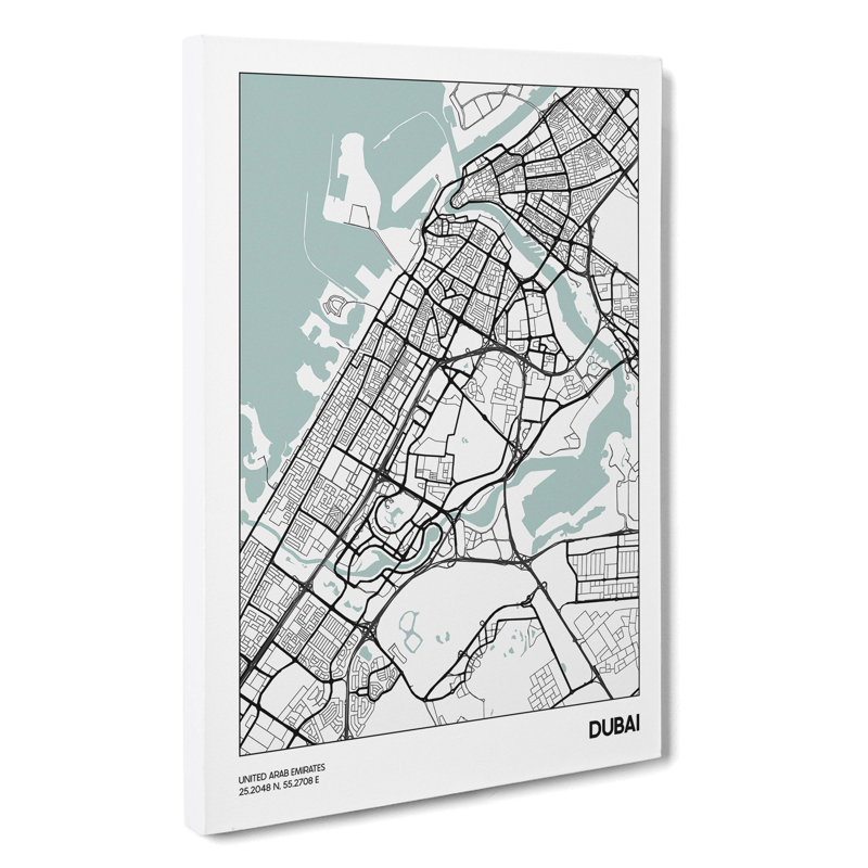 Map Dubai Uae - Wrapped Canvas, 50cm H x 35cm W x 3cm D