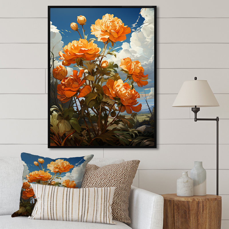 Pivoine beauté II - pivoines, art mural, Cadre flottant noir, H 32 po x l 16 po