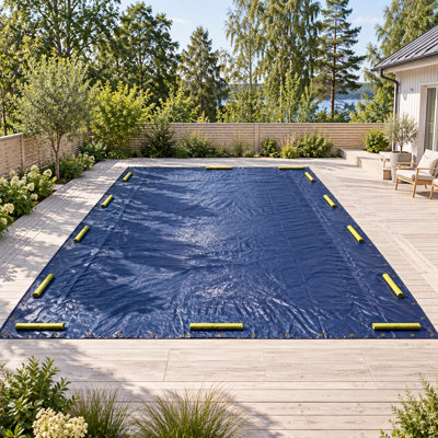 ColourTree Premium Oval Blue Winter Swimming Pool Cover, Woven Polyethylene Winter Pool Cover