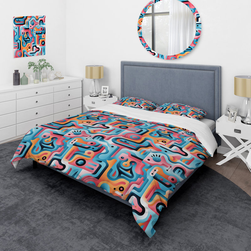 Ensemble de housse de couette rose Nomadic, Housse de couette simple + 1 taie décorative stan