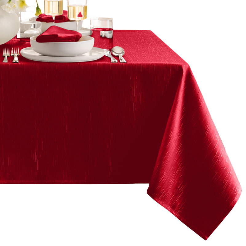 Brosh Solid Texture Water and Stain Resistant Polyester Rectangle Tablecloth, Red, 102" x 60"