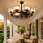34" Caged Industrial Chandelier Ceiling Fans With Lights And Remote