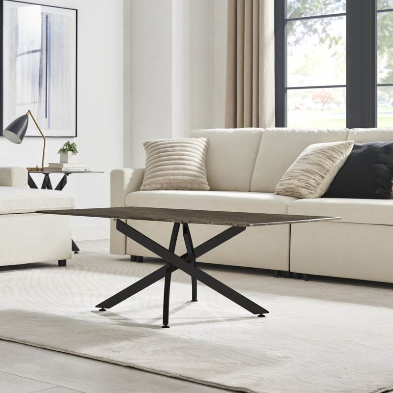 Lenworth Pedestal Coffee Table, Grey, Black