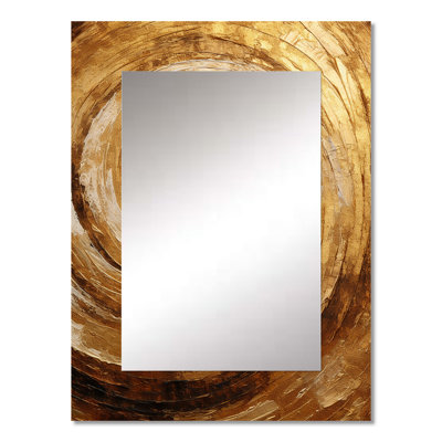 Brown Gilded Mocha Spiral II - Abstract Spirals Mirror, Modern Unique Wall Mirror, Printed Metal Art