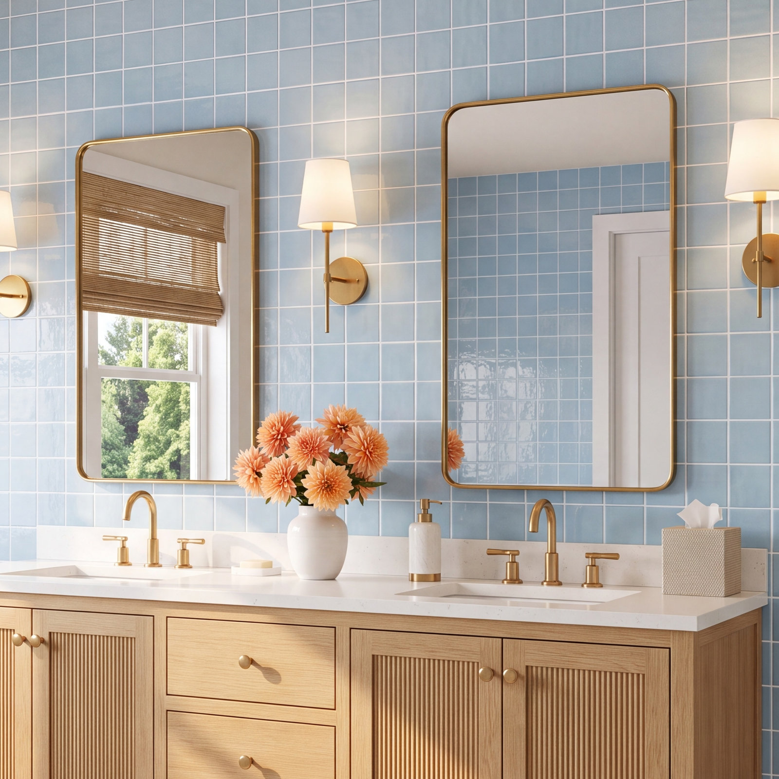 Cloe 5" x 5" Ceramic Subway Tile, Baby Blue