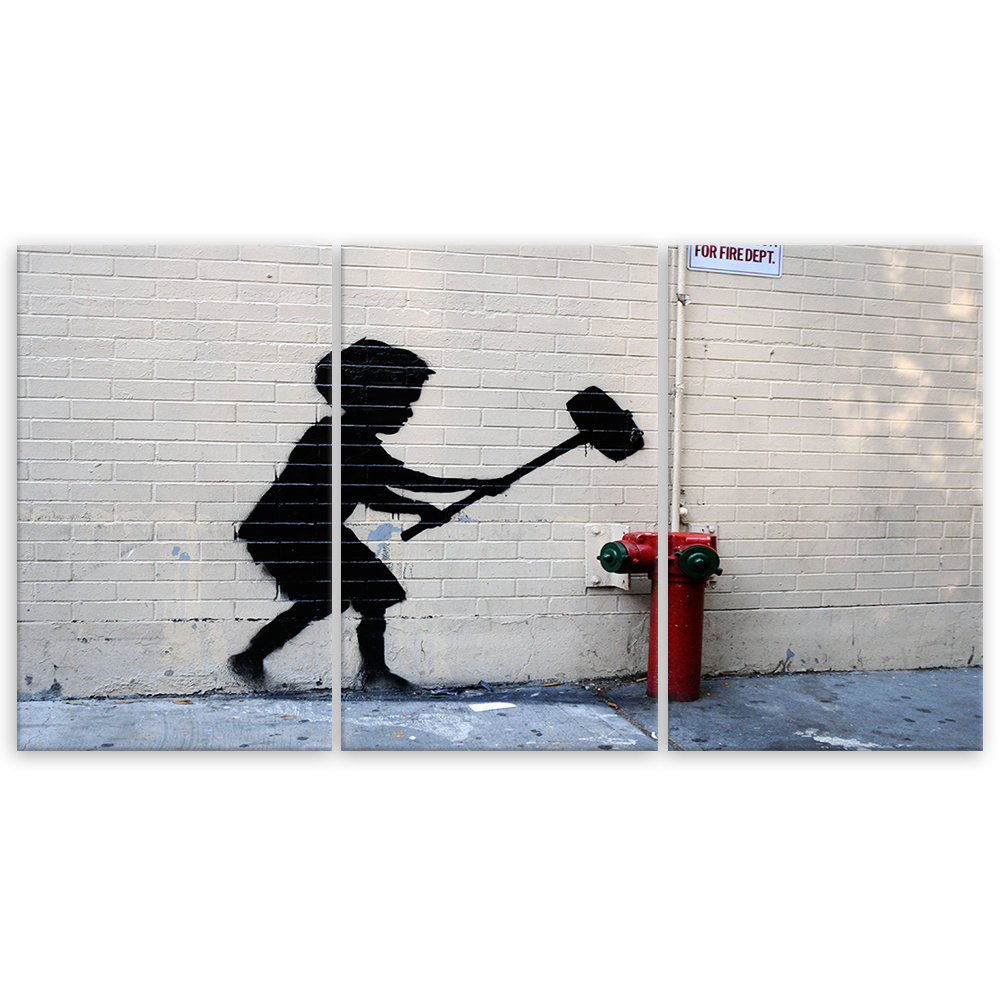 Leinwandbild Banksy Hammer Boy Street