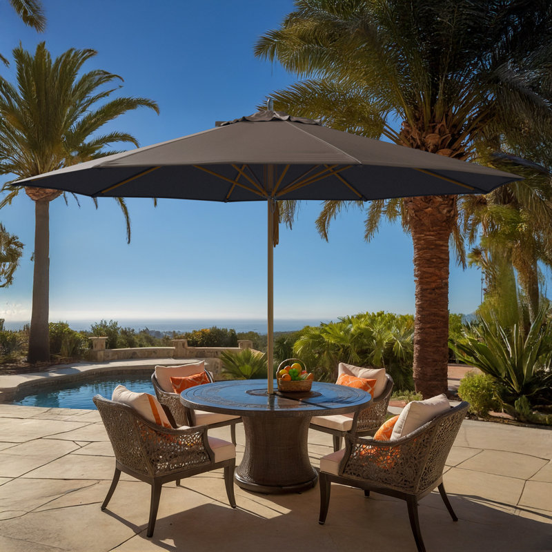 Parasol en teck 11 pi, Taupe