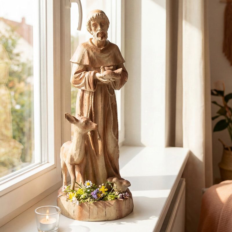 62cm Francis Statue with Bird Feeder