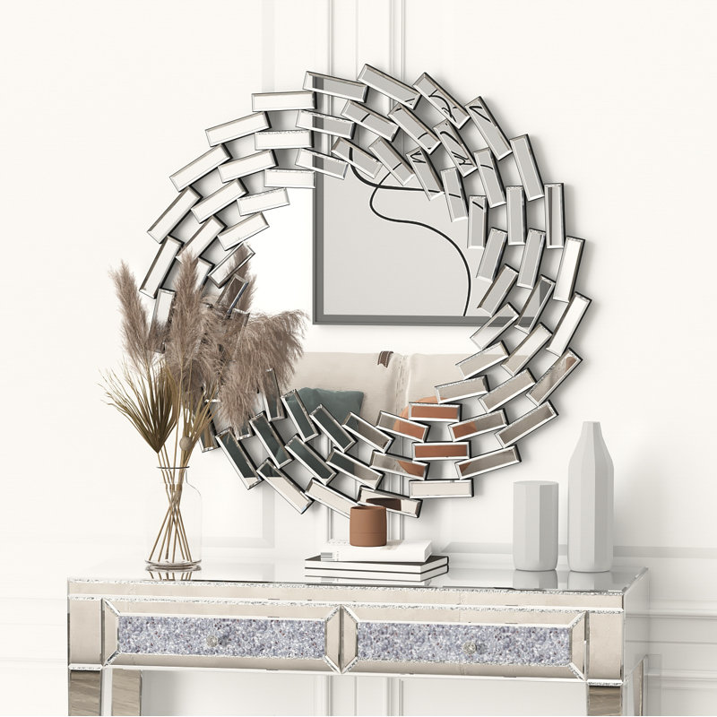 Beveled Frameless Gear Accent Wall Mirror