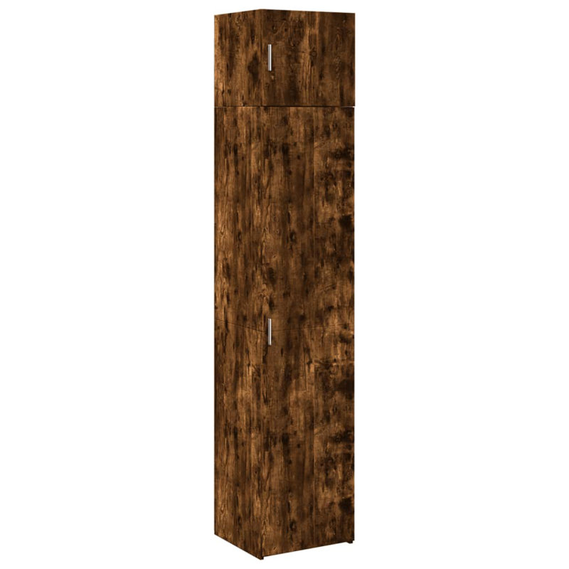 17 Stories Slim Storage Cabinet Engineered Wood, 225cm H x 45cm W x 42.5cm D, Smoked Oak