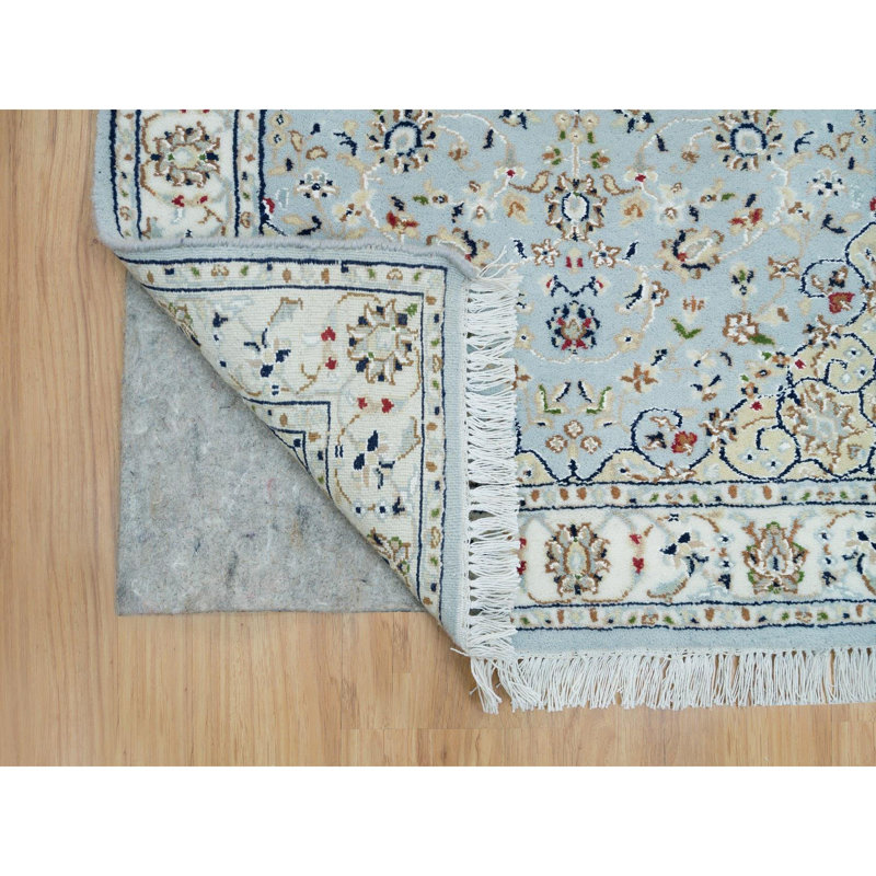 Tapis de couloir XL en laine noué à la main 2 pi 9 po x 14 pi Beau Blue Nain 250 KPSI