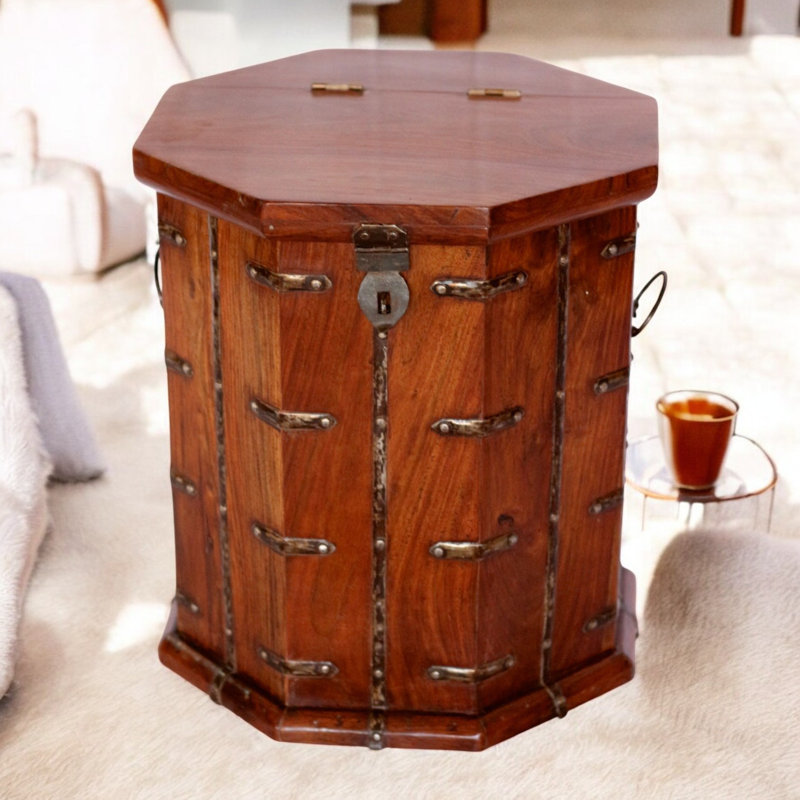 Solid Wood Abstract Accent Chest