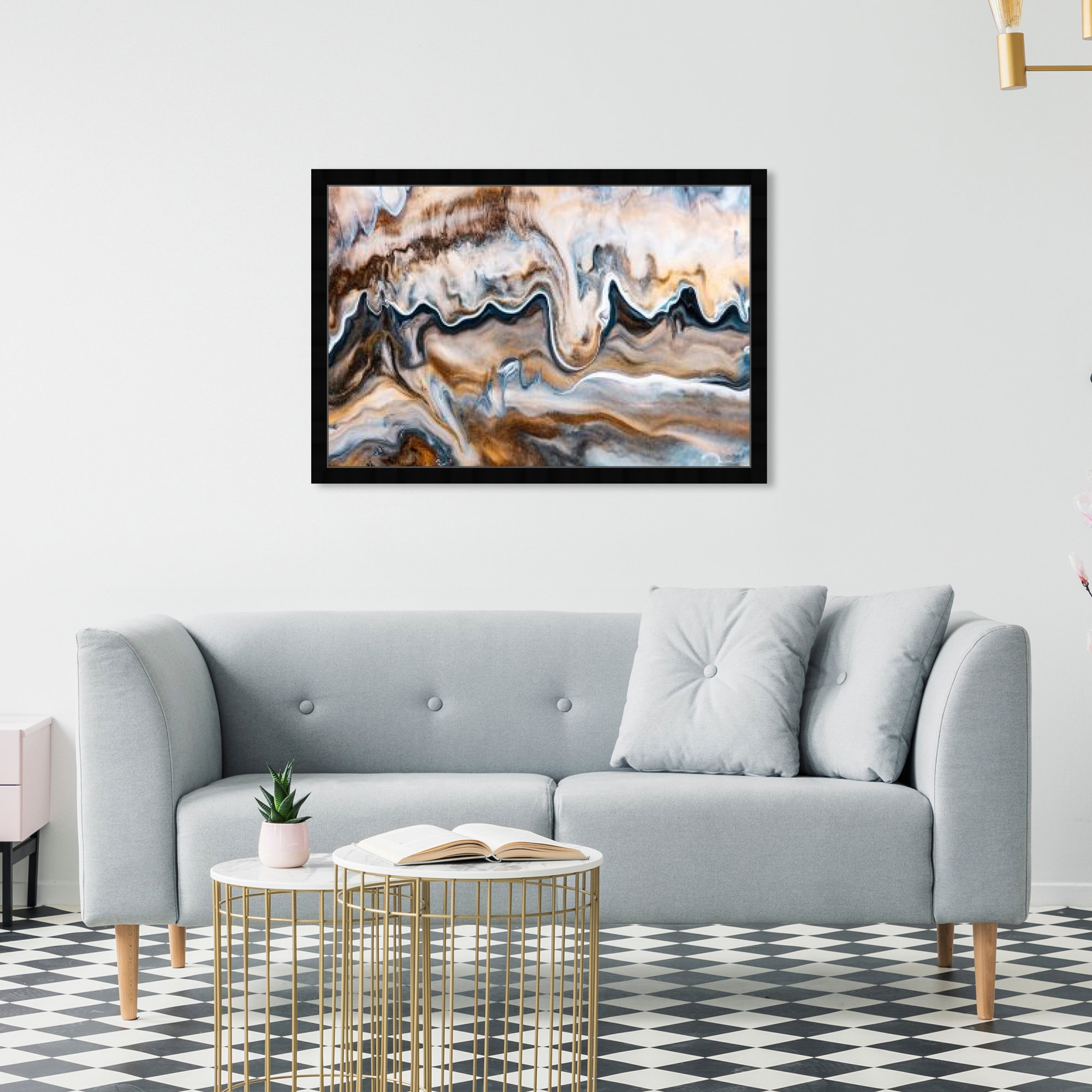 Copper And Blues by Oliver Gal, 22" H x 32" W x 0.5" D, Black