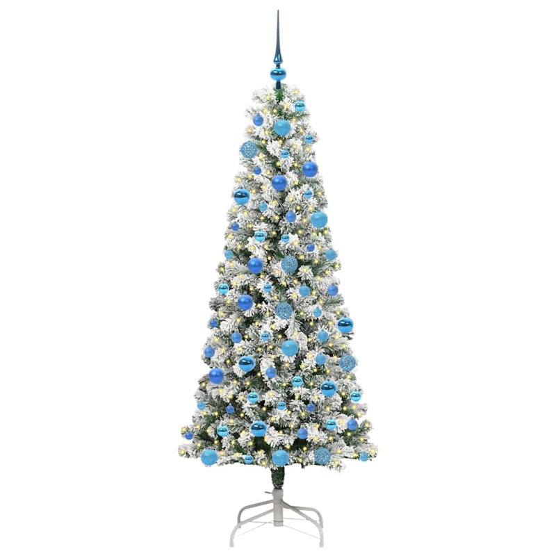 Artificial Hinged Christmas Tree Green and white, 5.91 ft