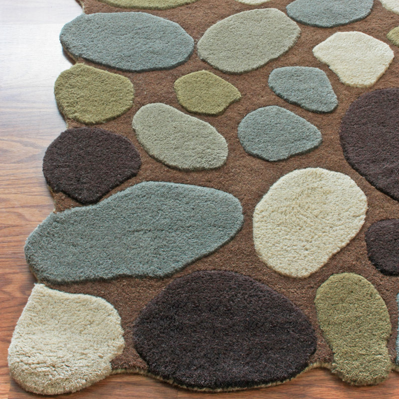 Tapis brun / ivoire en laine touffeté à la main Keshawn, Rectangle 7 pi 6 po x 9 pi 6 po